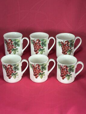 collection of 6 Royal Doulton UK Everyday Vintage Grape TC1193 coffee mugs
